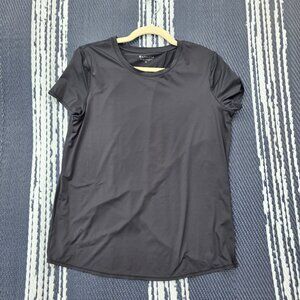 Athleta Black Split Back Tee Short Sleeve Crew Neck Athleticwear Women's Medium